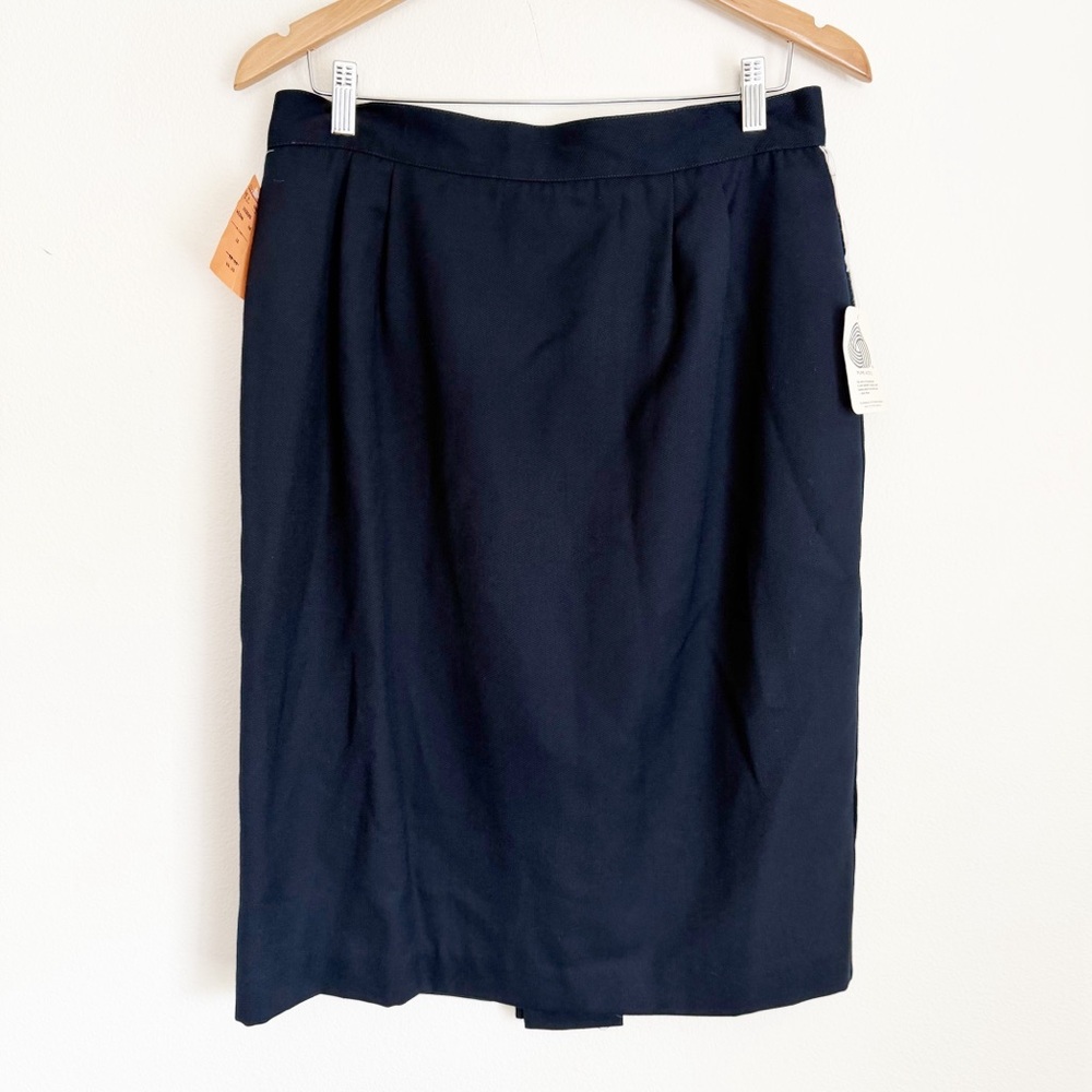 NWT Vintage Simon Ellis Nordstrom 100% Wool Blue Midi Skirt Lined Pleat Slit 16